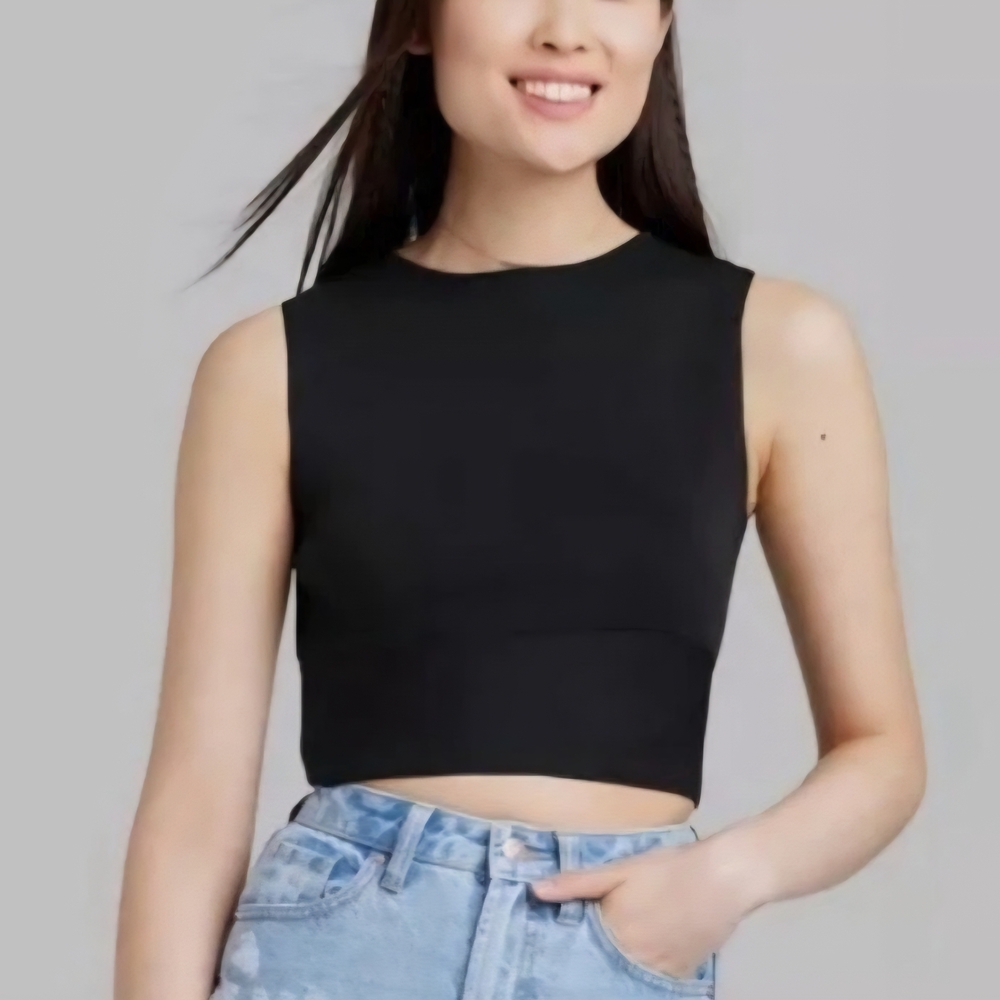 Wild Fable Black Crop Sweater Bow Tie Top